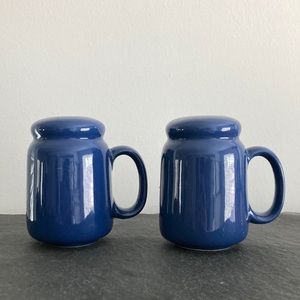Vintage 90s blue rounded salt and pepper shaker with stopper